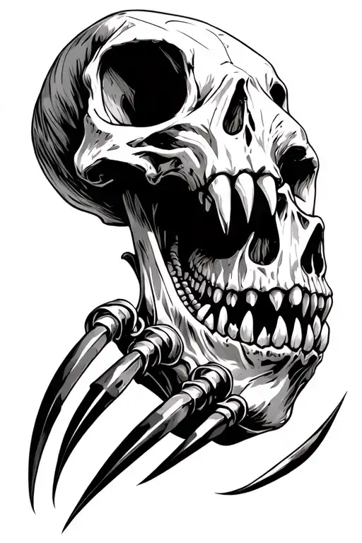 A Rough Skull With Sharp Teeth Claws