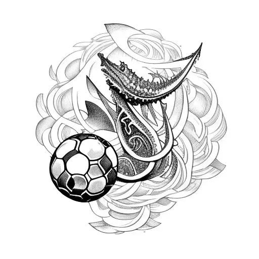 Book With Soccer Ball Withleviathan With Small Roses With Laurel Wreath