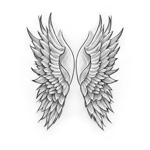 A Pair Of Angel Wings Formed By Intricate Blackwork Musical Notes