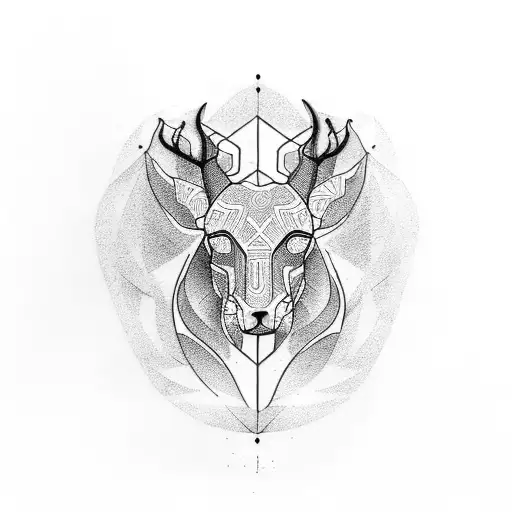 A Blackwork Tattoo Of A Psychology Symbol Merged With An Animal Silhouette