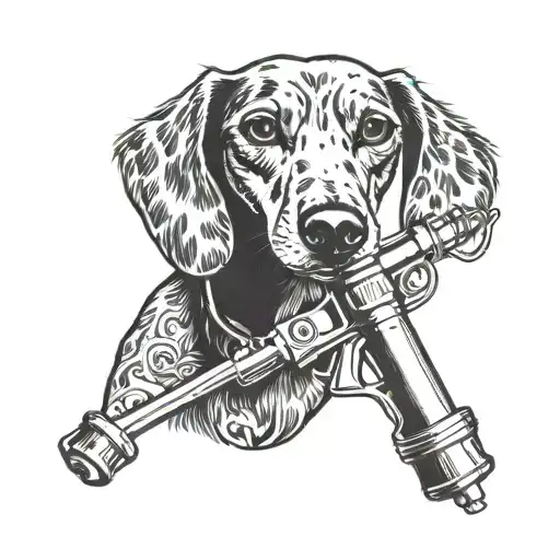 Dashund Holding A Tattoo Gun