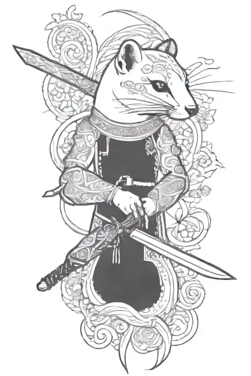 Ermine Holding A Sword