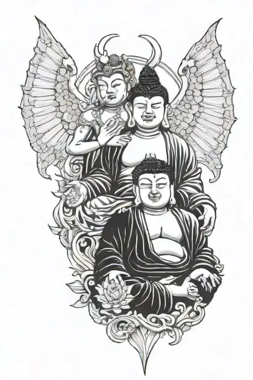 Good And Evil Buddah And Devil