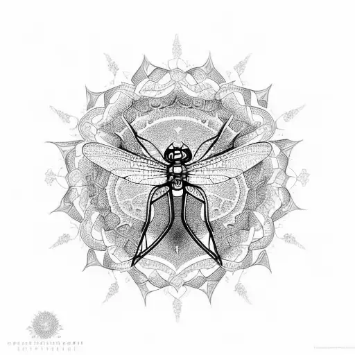 Dragonfly And Mandala Merging Into One Intricate Design