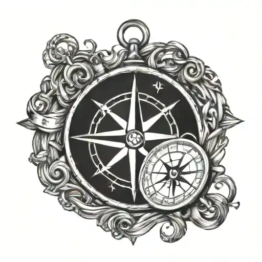 Simple Compass And Anchor Intertwined