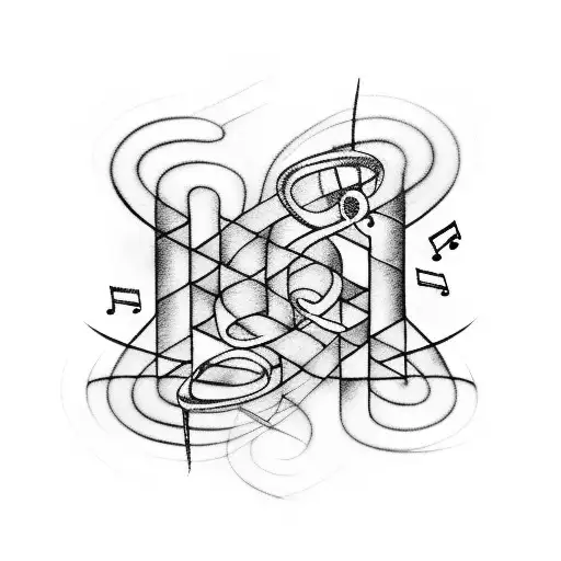 Musical Notes Intertwined With Abstract Art