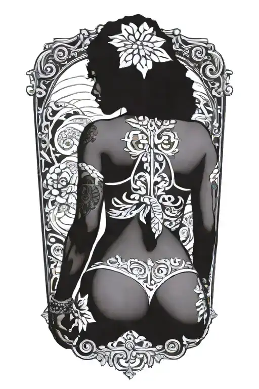 Black Woman Bikini Back Facing