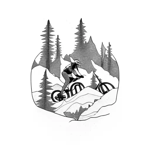 A Mountain Biker Riding Through A Dense Forest