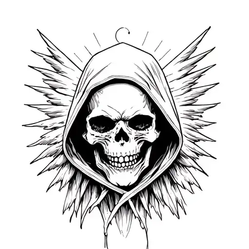 Scary Skull With Hoodie Ascending Into Heaven