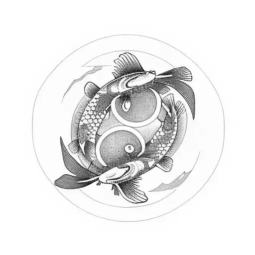 Koi Fishes Making Ying Yang Symbol