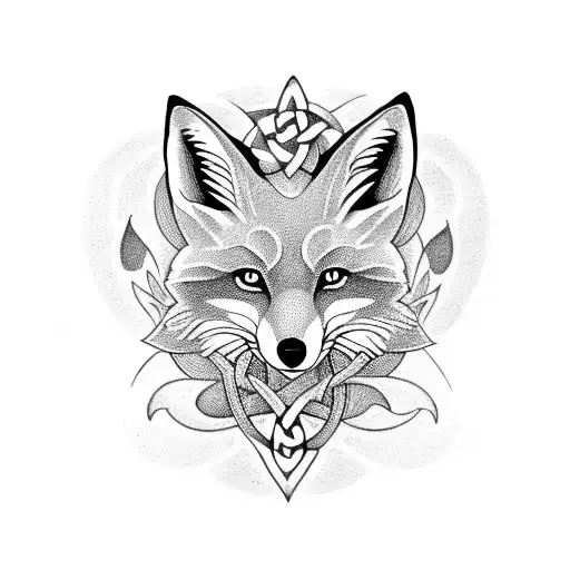 Circle Fox Tatoo With Celtic Background