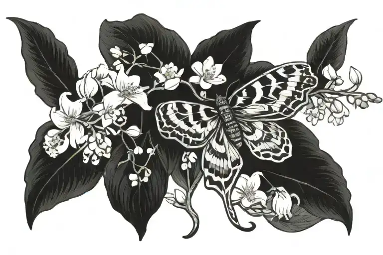 Atlas Moth With Lily Of The Valley On The Wings