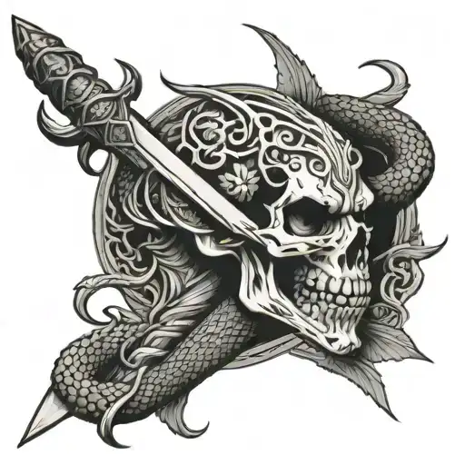 Skull Dragon Snake Sword