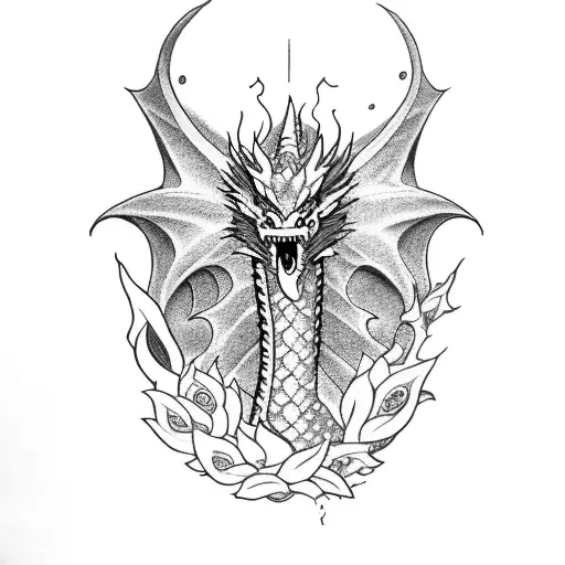 Dragon Flash With Some Flowers Few Detail