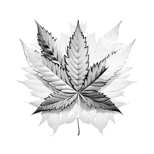 Weed Leaf Black And White