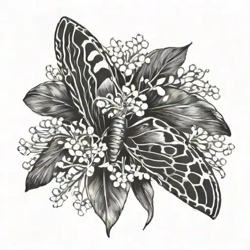 Atlas Moth With Lily Of The Valley On The Wings