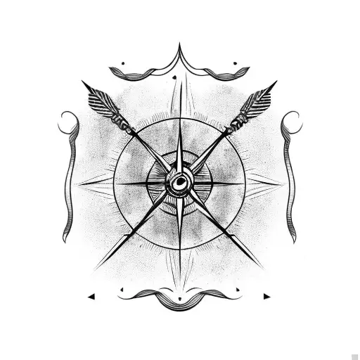 Feathered Arrow With Compass In Middle