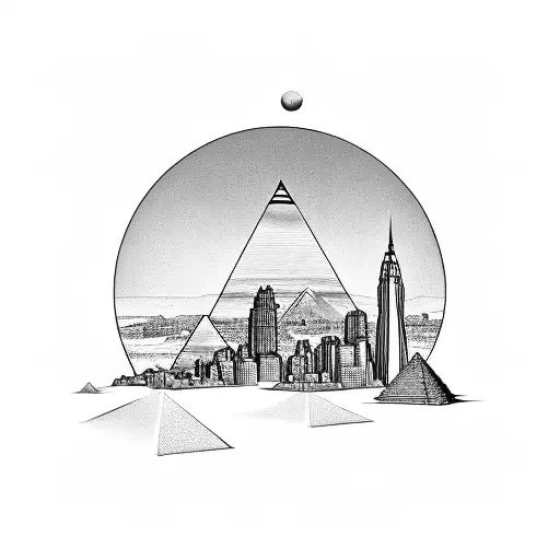 Mix Manhattan Skyline With Egyptian Pyramids And Write The Journey From The Past To Futures