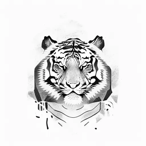 A Roaring Tiger Emerging From A Pool Of Ink