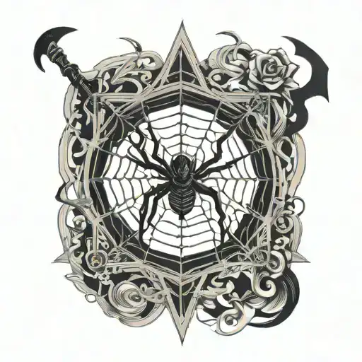 Spider With Web Under The Scythe