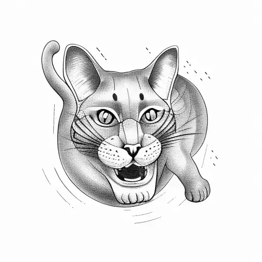 Cat Sitting On A Saddle Riding A Hippo