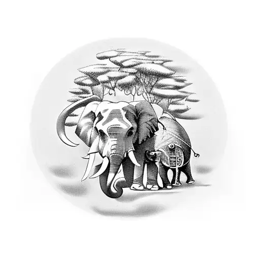 A Serene Campsite With A Drumming Elephant And A Garden Blooming With Eucalyptus