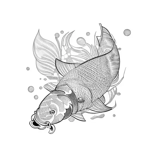 Combine Take Photos And Koi Fish Tecnology Design