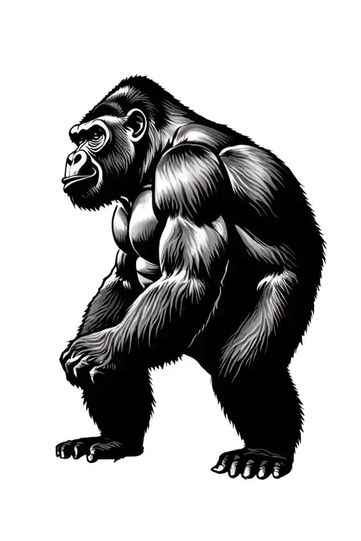 Sideways Facing Standing Gorilla