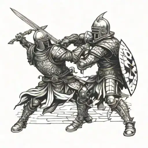Fight Between A Templar Warrior