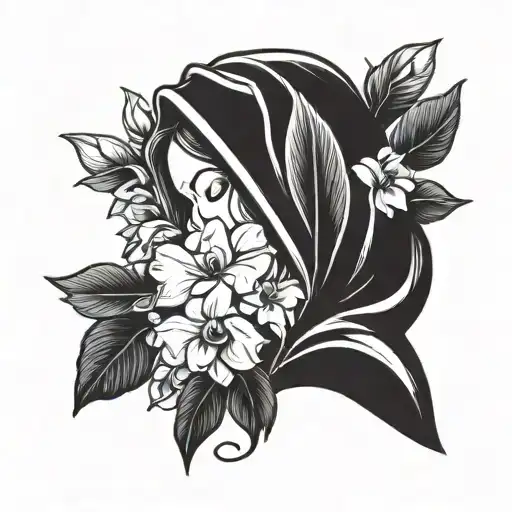 Virgin Mary Holding Orchids With Pigeon On Her Shoulder