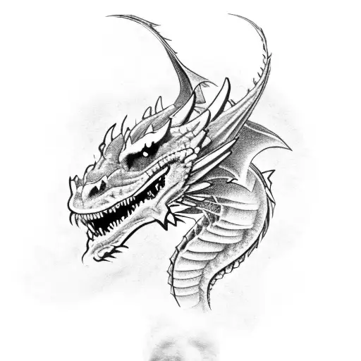 A Dragon Head Coming Out The Skin Making Blood Drip From The Back Tattoo