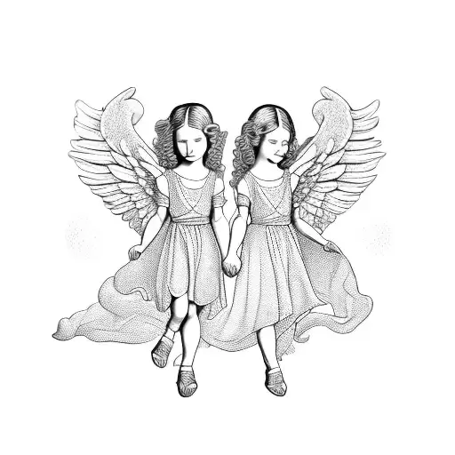 Two Small Angels With Wings Roman Style