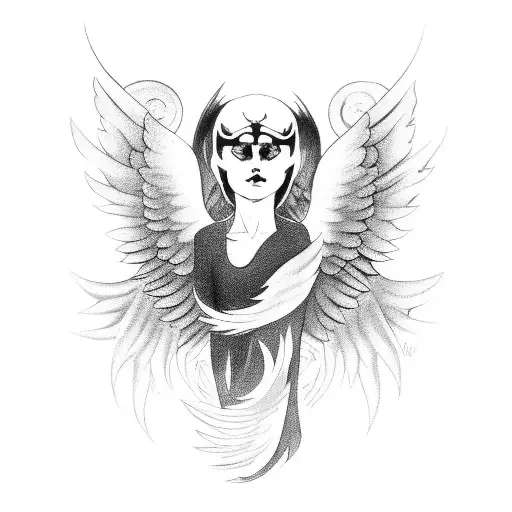 Falling Angel With Demon Wings