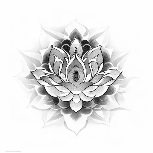 Lotus Flower With The Mantra 'Om Namo Bhagavate Vasudevaya'