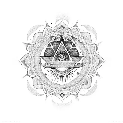 Sleeve With Flowet Of Life Background And Hamsa And Metatrons Cube In Forehround