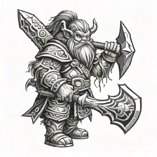 Male Dwarf Warrior Wielding A Bloody Axe In The World Of Warcraft Setting