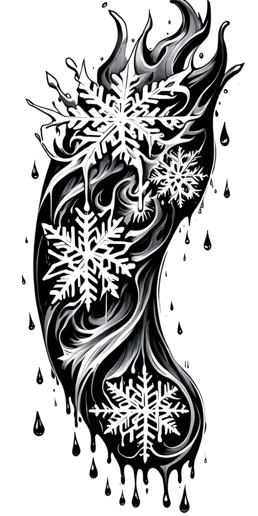 Snowflake Melting Into Rain Drops Falling