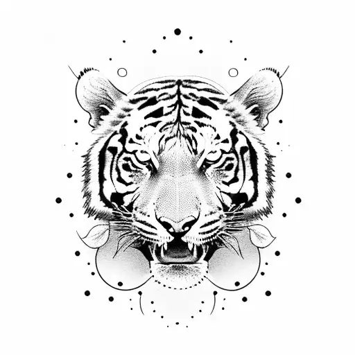 Tiger Body With Flowers