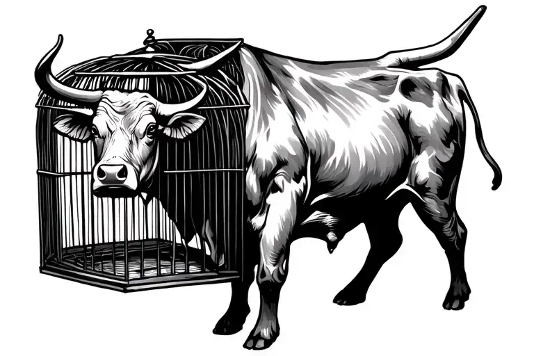 Bull Inside A Cage
