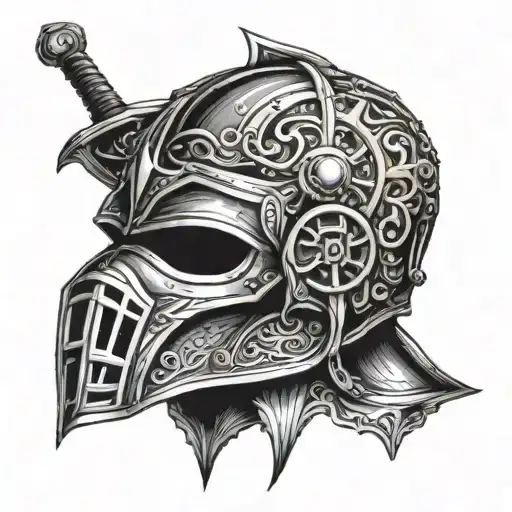 Helmet With A Sword Piercing