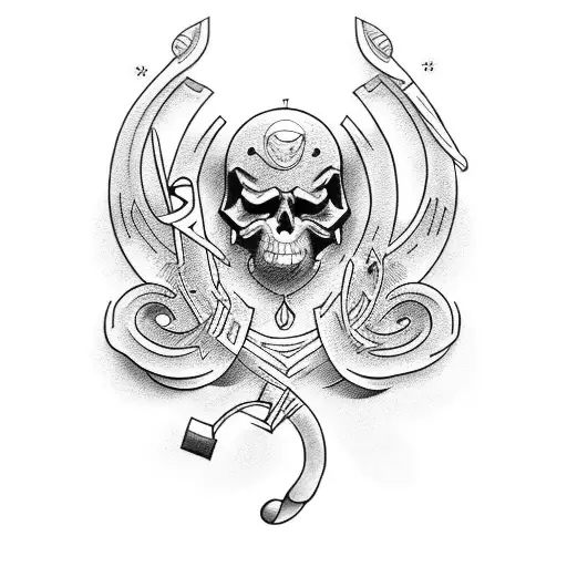 A Tattoo Design Combining Musical Notes And Gaming Icons