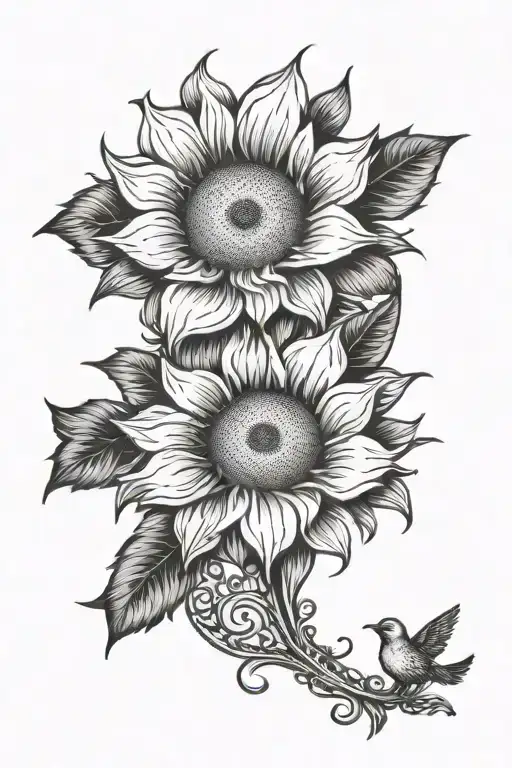 Sun Flower Semi Colon With Birds