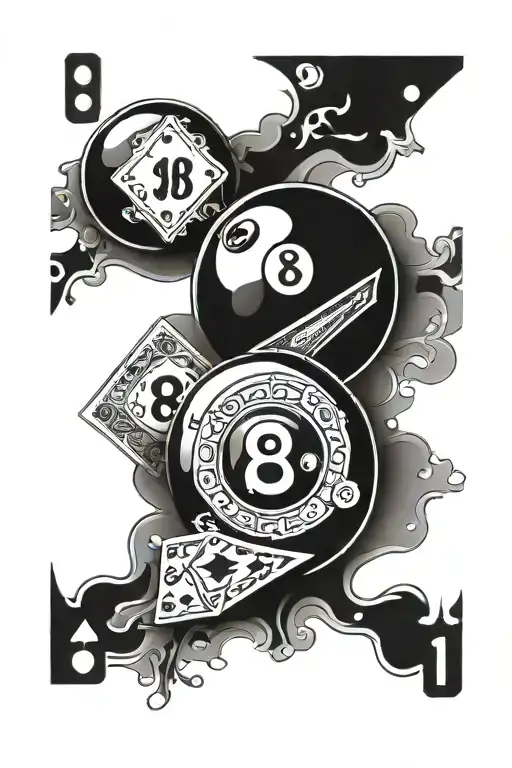 8Ball With Dice And Cards