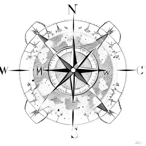 A Compass Surrounded By Constellations