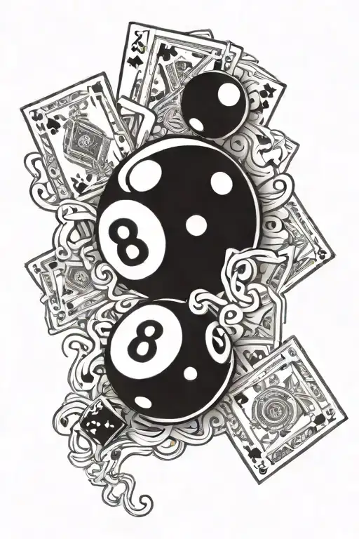 8 Ball With Dice And Cards