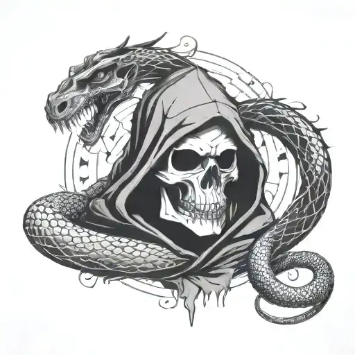 Snake Seperated Next To Grim Reaper Theme Back Piece