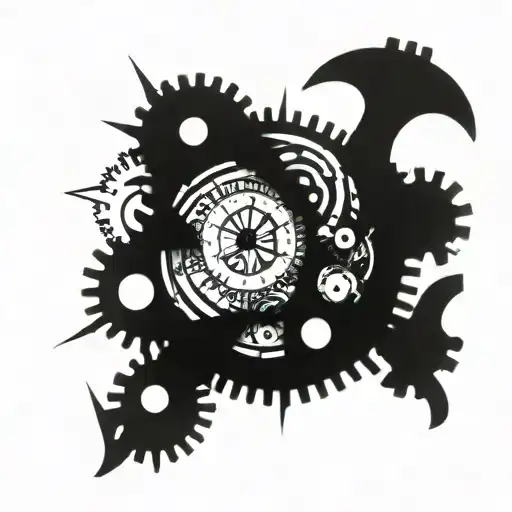 A Mechanical Clock Intertwined With Musical Notes And Engineering Gears