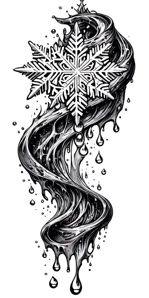 A Snowflake Melting Into Water Droplets Cascading Threw A Stars