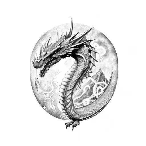 Combine The Concept Of A Futuristic Dragon With Elements Of Nature