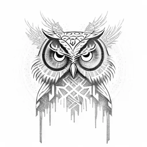 A Majestic Owl With Stars And Spiders